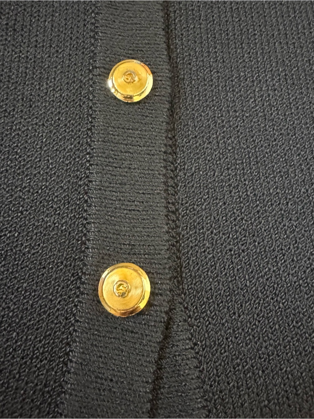 St. John Black Scallop-Hem Knit Blazer with Gold Buttons - Picture 2 of 3
